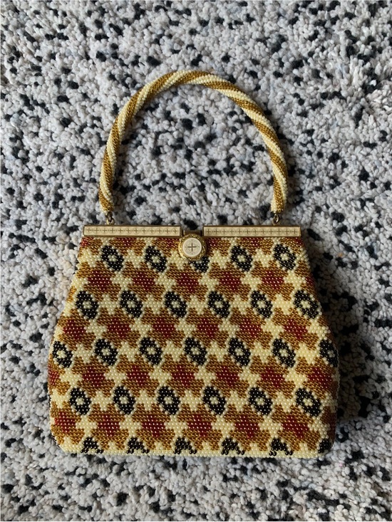 Source Unknown Handbags - Vintage Beaded Handbag / Cocktail Purse - herringbone